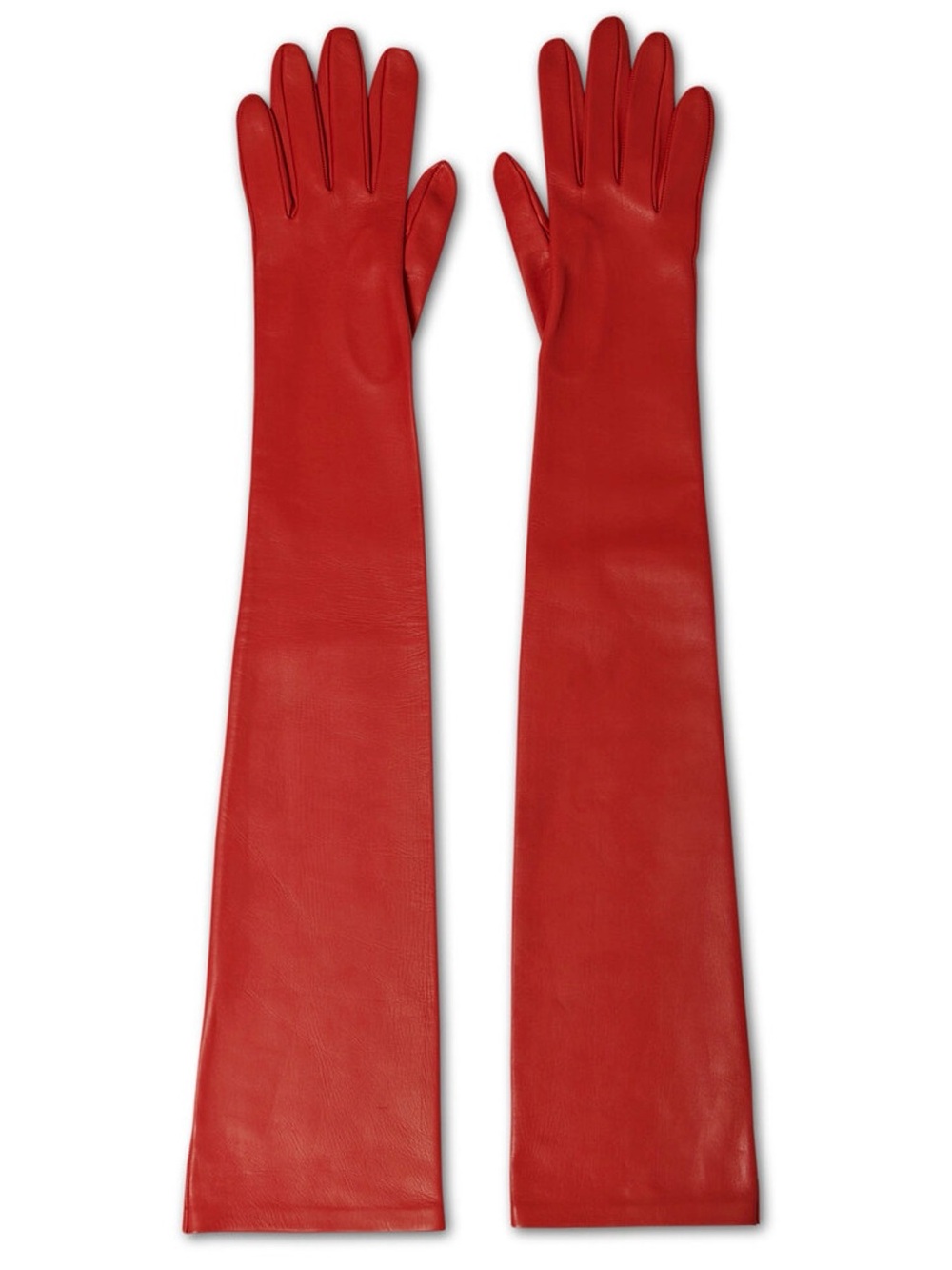 The Row Simon Red Long Leather Gloves